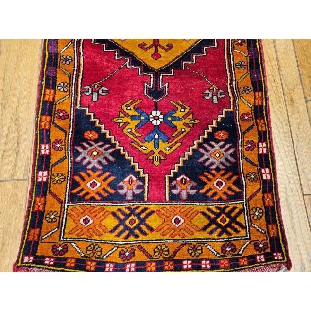 Vintage Turkish Oushak Runner, Handwoven Wool Pile, Geometric Pattern, 3' x 15' For Sale - Image 16 of 16