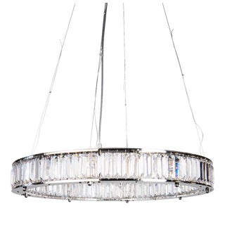 Nickel-Plated Brass and Precision-Cut Austrian Crystal Pendant Light by ZAVADSKI For Sale
