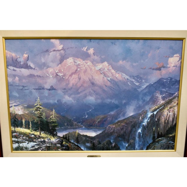Brown Vintage Limited Edition Thomas Kinkade "Twilight Vista" Lithograph on Canvas For Sale - Image 8 of 12