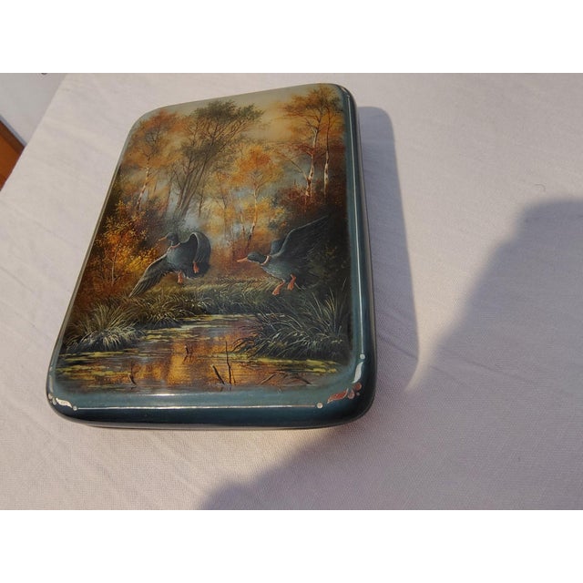 Large Signed "Fedoskino School" Lacquer Box – "In the Marsh" by M. Larina Elevate your collection with this exquisite,...