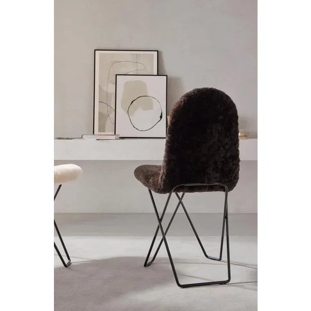 Metal Cactus Sheepskin Dining Chair by Cuero Design For Sale - Image 7 of 9