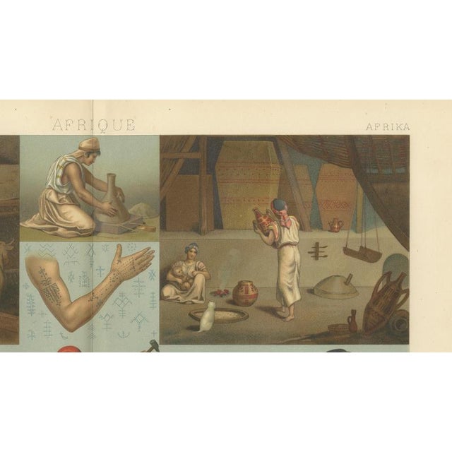 Late 19th Century Racinet, Afrique: Kabyle Interior & Craft Scenes, Algeria, 1888, Lithograph For Sale - Image 5 of 9