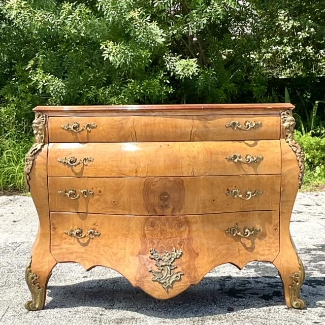 Vintage Regency Burlwood and Ormolu Commode For Sale - Image 9 of 11