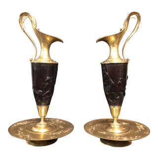 19th Century Bronze Ewers - a Pair For Sale