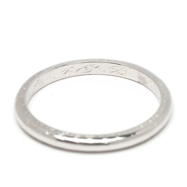 1920s 1926 Art Deco Engraved Band Ring, Platinum, Ring Size 5.5 For Sale - Image 5 of 7