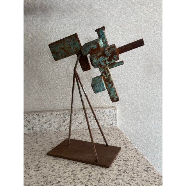 Mid 20th Century Expressionist Abstract Brutalist Sculpture, Welded Steel, 16” High For Sale - Image 10 of 10