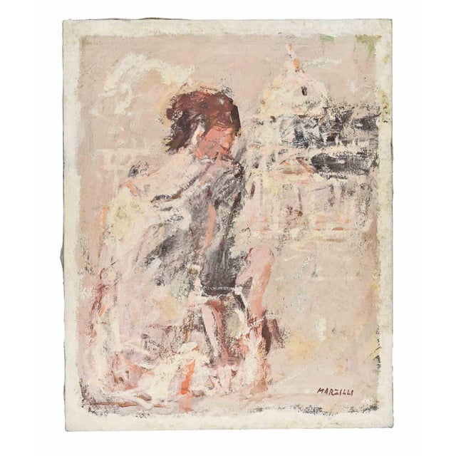 Oil on canvas realized by Franco Marzilli (1934-2010) in 1970s. Hand signed lower right. Very good condition. Franco...