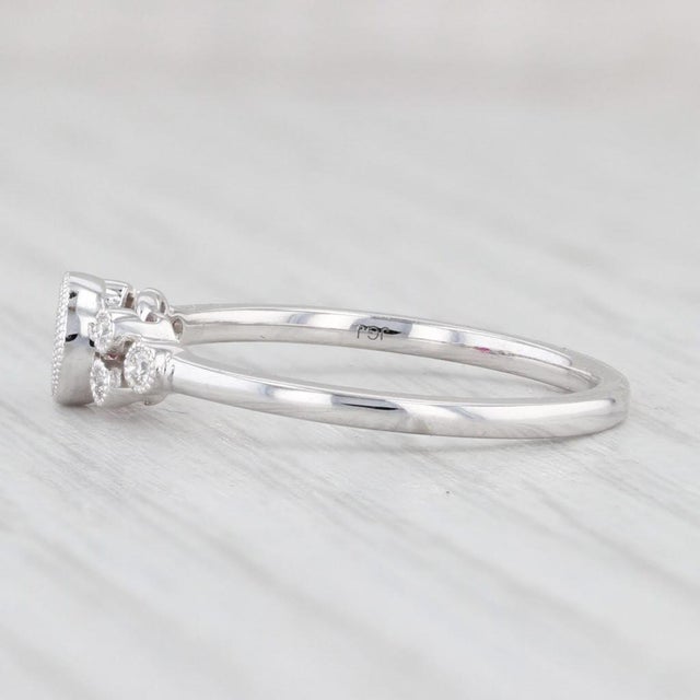 Contemporary New 0.29ctw Ruby Diamond Ring 14k White Gold Size 6.5 Engagement For Sale - Image 3 of 8