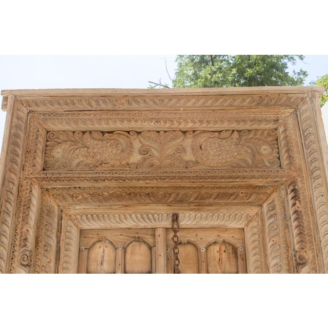 Massive Heavily Carved Antique Thar Desert Entrance Door For Sale - Image 14 of 16