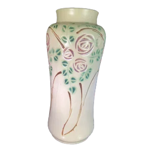 1910s Roseville Pottery Velmoss Scroll Vase in Ivory