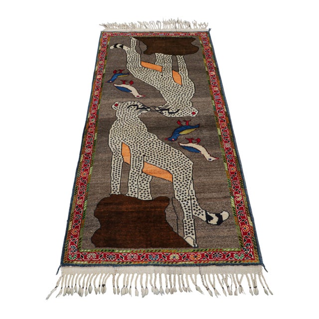 1950s Vintage Gabbeh Persian Runner Rug With Tribal Animal Pictorials - Rug & Kilim For Sale - Image 5 of 7