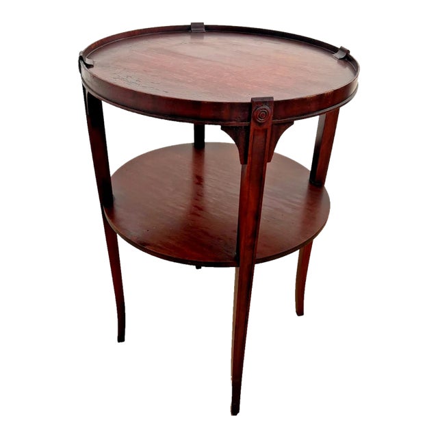 Vintage Round Table, Bottom Shelf Plant Stand Chippendale Style Solid Mahogany For Sale