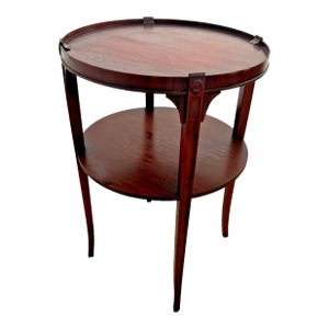 Vintage Round Table, Bottom Shelf Plant Stand Chippendale Style Solid Mahogany