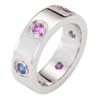 ​Cartier Gemstone Love Ring 46 3 3/4 18k White Gold Sapphire Spinel Aquamarine, Size 3.75 For Sale