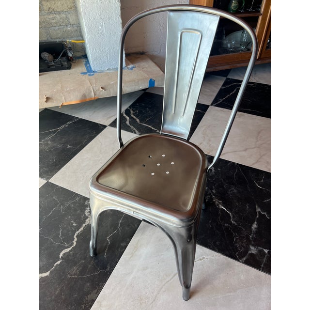 2000 - 2009 Set of Six Original Tolix Cafe Chairs For Sale - Image 5 of 9