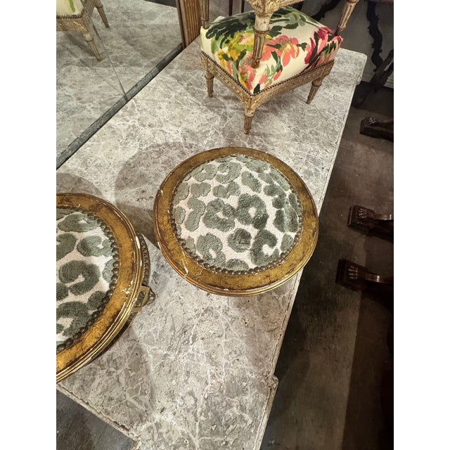 Wood Pair of French Louis XVI Giltwood Ottomans For Sale - Image 7 of 8