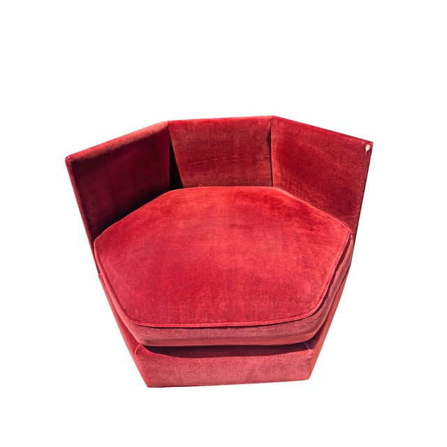 Red Mid Century Modern Vintage Chair and Ottoman in Milo Baughman Style Design For Sale - Image 8 of 10