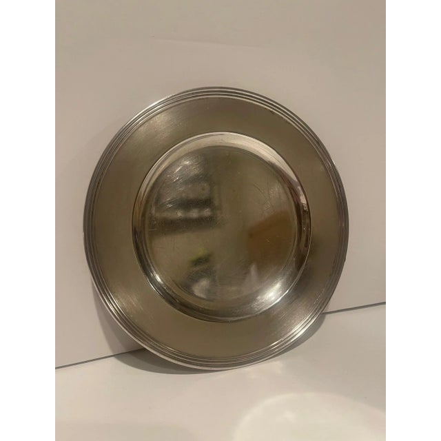 Traditional Hammered Sterling Silver Salver Tray Plate, Early 20th Century For Sale - Image 3 of 7