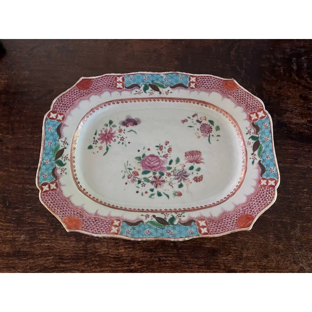 Antique 18th Century Chinese Export Famille Rose Porcelain Platter - Qianlong Period For Sale - Image 12 of 17