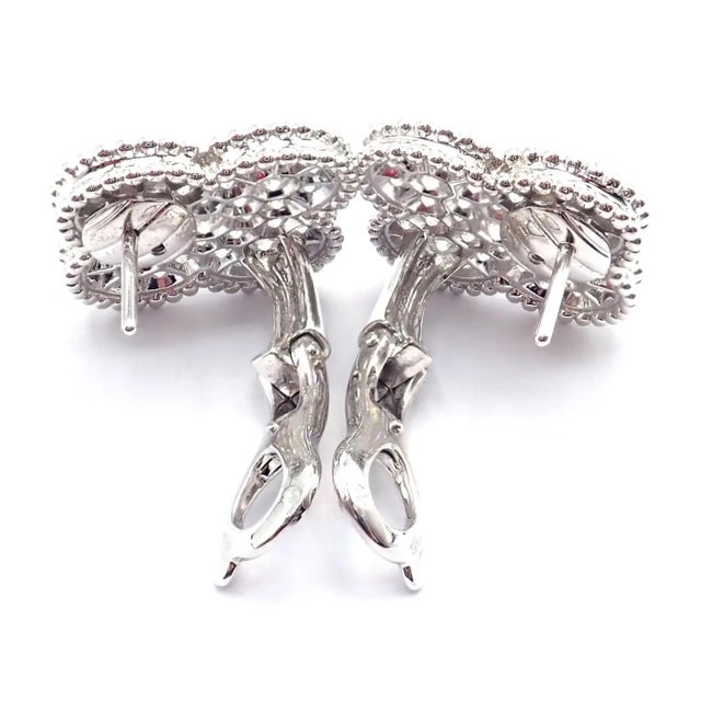 Metal Van Cleef & Arpels White Gold Magic Alhambra Diamond Earrings, Pair For Sale - Image 7 of 10