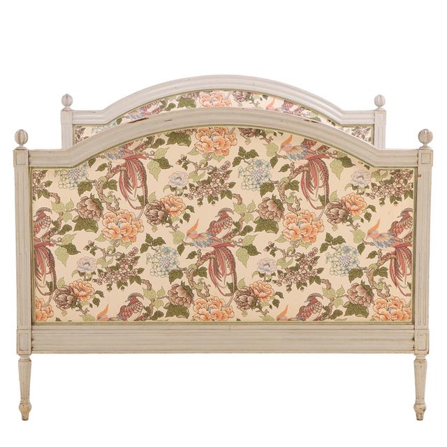 This bed features a gorgeous arched silhouette perfectly framing vibrant Chinoiserie-style upholstery. The fluted columnar...