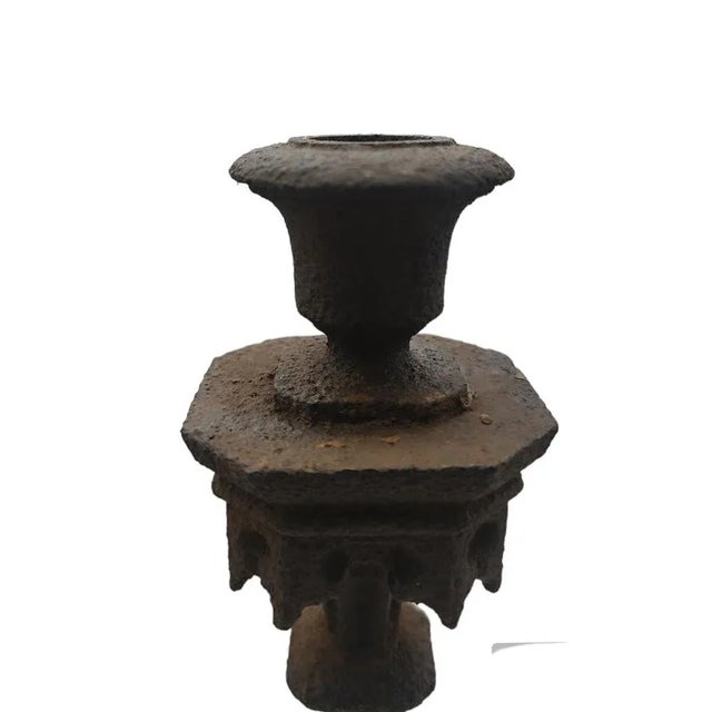 Neo-Gothic Iron Altar Candlesticks, 1900, Set of 2 For Sale - Image 4 of 6
