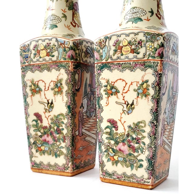 Mid 20th Century Pair Antique Rose Medallion Qing Style Chinese Vases For Sale - Image 5 of 12