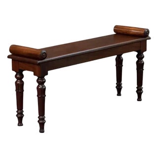 English Hall Bench or Window Seat of Mahogany For Sale