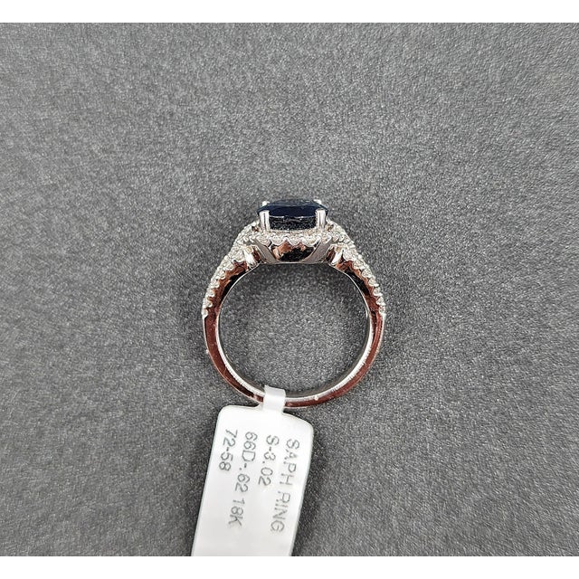 3.64 Ct Natural Sapphire & Diamond Ring Size 6.75 For Sale In Chicago - Image 6 of 7