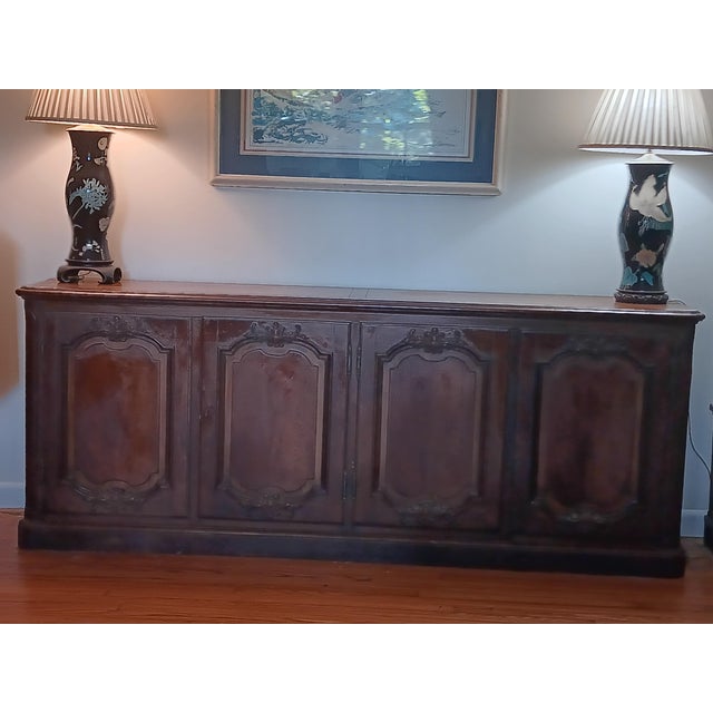 1950s Mid-Century Baker French Country 4 Door Grand Buffet For Sale - Image 11 of 11