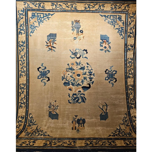 Antique Chinese Peking Rug, Hand-Knotted Wool, Fortune Symbols, 1800s, 10' x 12' For Sale - Image 11 of 18