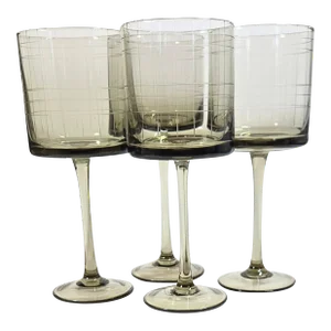Geometric Etched Wine Goblets- Set of Four