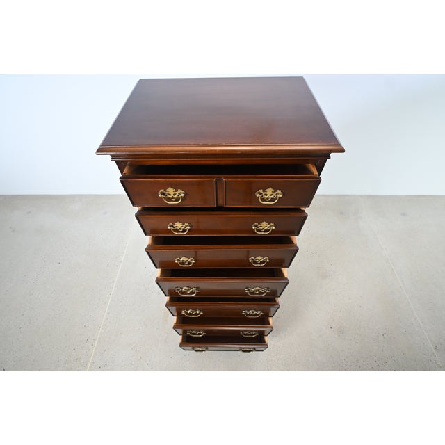 Wood Drexel Georgian Lingerie Chest With Chippendale Brass Pulls For Sale - Image 7 of 14