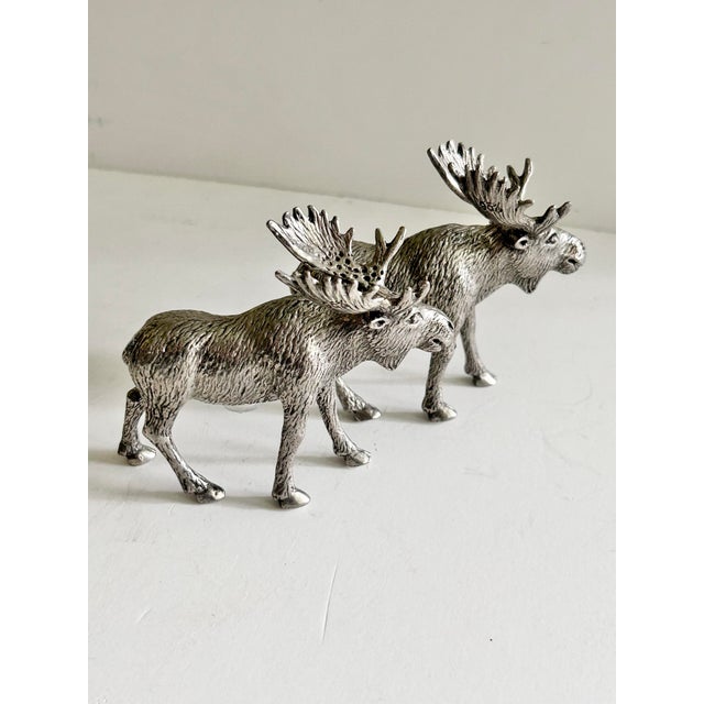 Cabin Vintage St. Anton Pewter Moose Salt and Pepper Shakers by Zodax For Sale - Image 3 of 6
