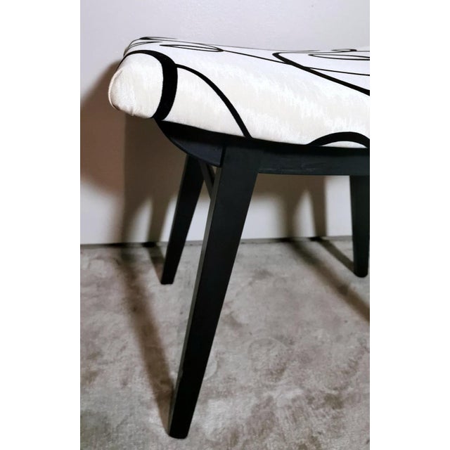 Mid 20th Century Vintage Italian Bench Made of Ebonized Wood and Dedar ...