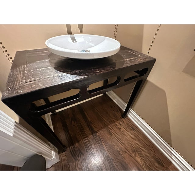 Wood Asian Antique Table Base With Vessel Sink – Golden Triangle Chicago For Sale - Image 7 of 7