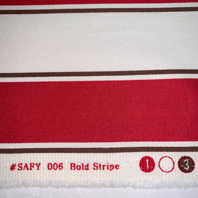 Contemporary Free Spirit Designer Vicki Payne Safy-006 Brown Pink White Awning Cabana Pin Stripe Fabric- 2.44 Yards For Sale - Image 3 of 8