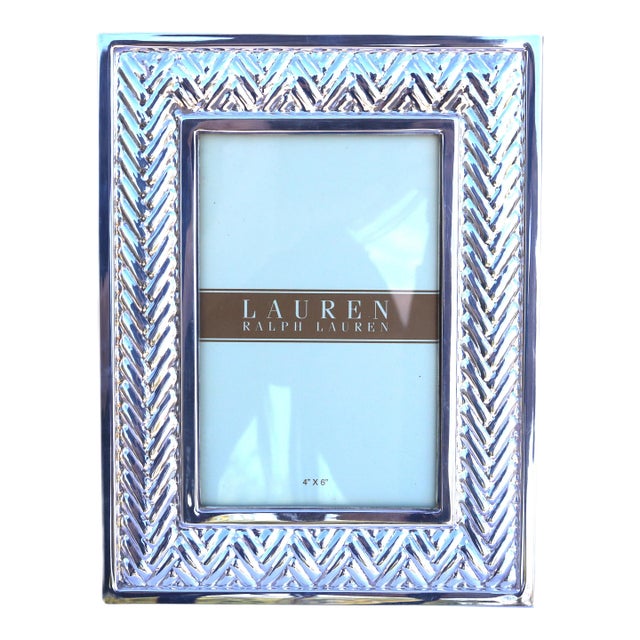 Late 20th Century Ralph Lauren Silverplated 4 X 6 Equestrian Braid Picture Frame For Sale