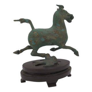 Chinese Bronze Flying Horse of Gansu Han Dynasty Style Figurine Sculpture For Sale