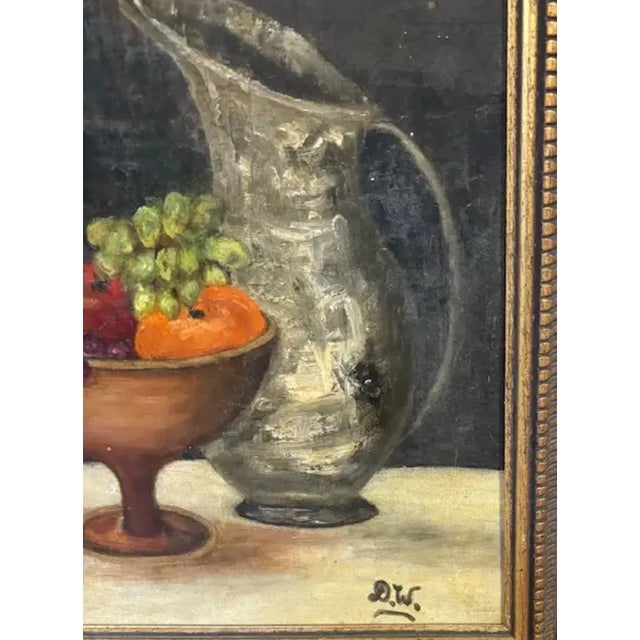 Early Oil Painting - Still Life of a Fruit Bowl, Signed For Sale In New York - Image 6 of 8