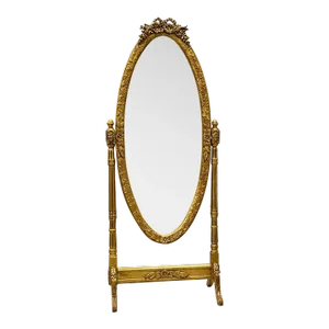 Golden Oval Floor Mirror, French-Italian Style
