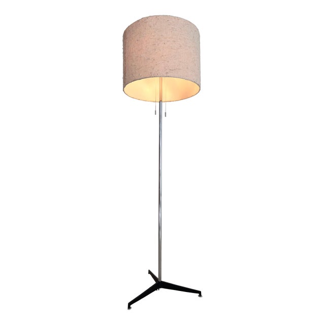 Chrome Floor Lamp with Fabric Shade from Staff For Sale