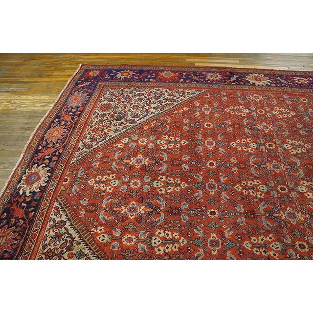 Persian 1930s Red Medallion Antique Persian Mahal Rug 10'3'' X 13'5'' Handwoven Wool Carpet For Sale - Image 3 of 5