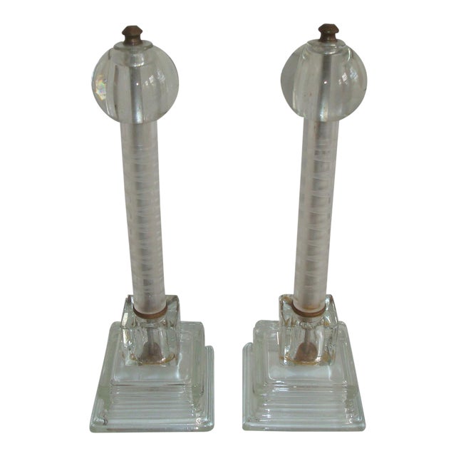 Lucite and Glass Fireplace Andirons Art Deco Hollywood Regency a Pair Chairish