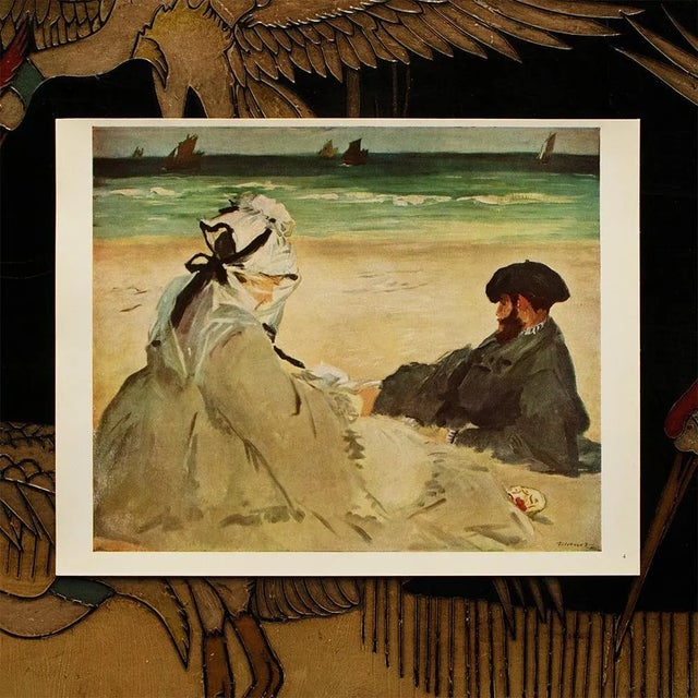 American Circa 1950s After Manet "On the Beach" Vintage Full Color Impressionist Print For Sale - Image 3 of 6
