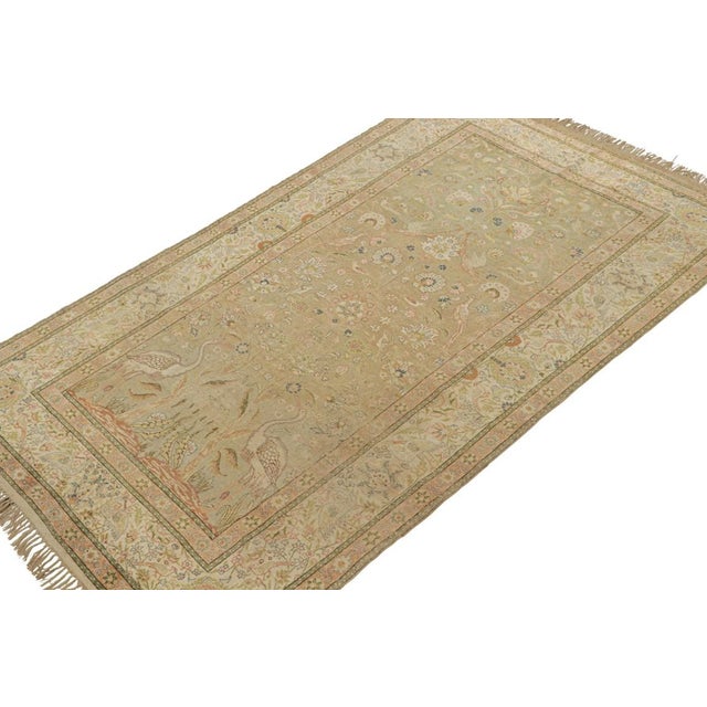 Rug & Kilim 1950s Vintage Hereke Rug in With Rare Pictorial and Floral Patterns by Rug & Kilim For Sale - Image 4 of 7
