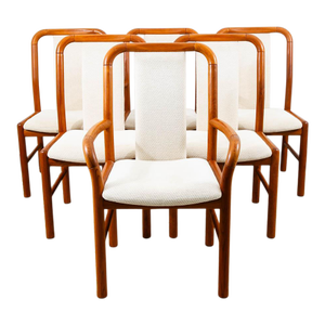 1960s Mid Century Modern Dining Chairs Set 6 Teak Benny Linden Captain 2 Armchairs MCM