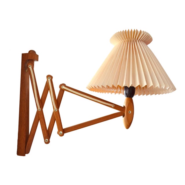 Danish Oak and Plastic Sconce by Erik Hansen for Le Klint, 1960s For Sale