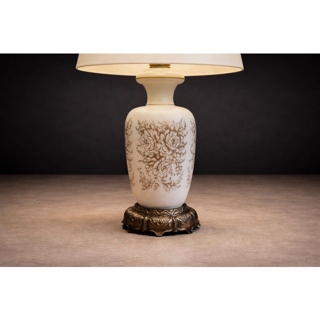 1960s Vintage Table Lamps With Rose Motif, Unknown, 1960s - a Pair For Sale - Image 5 of 8