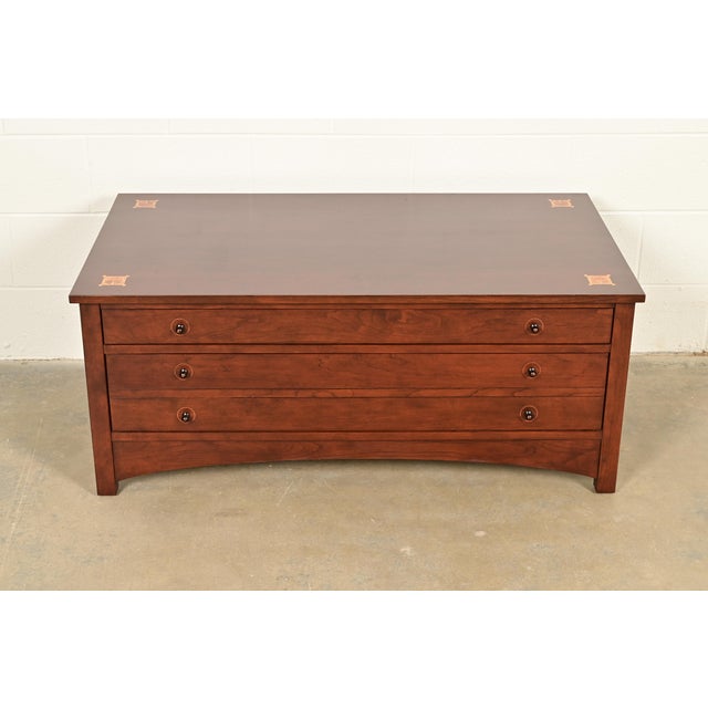 Stickley Harvey Ellis Collection Arts & Crafts Inlaid Cherry Wood Coffee Table For Sale - Image 16 of 16